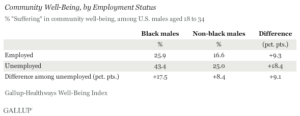 Percentage Community Well-Being, by Employment Status