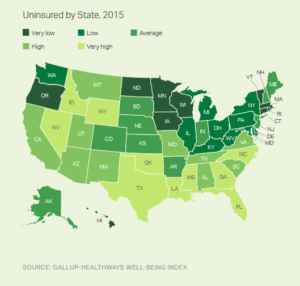 Uninsured by State, 2015
