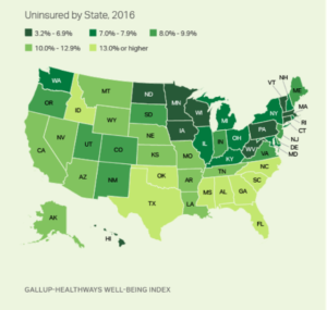 Uninsured by State, 2016